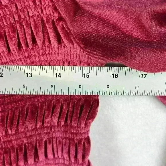 Lauren Conrad Velour Dress Sz Small Elastic Smocked Top Christmas Holiday Date - Picture 8 of 9